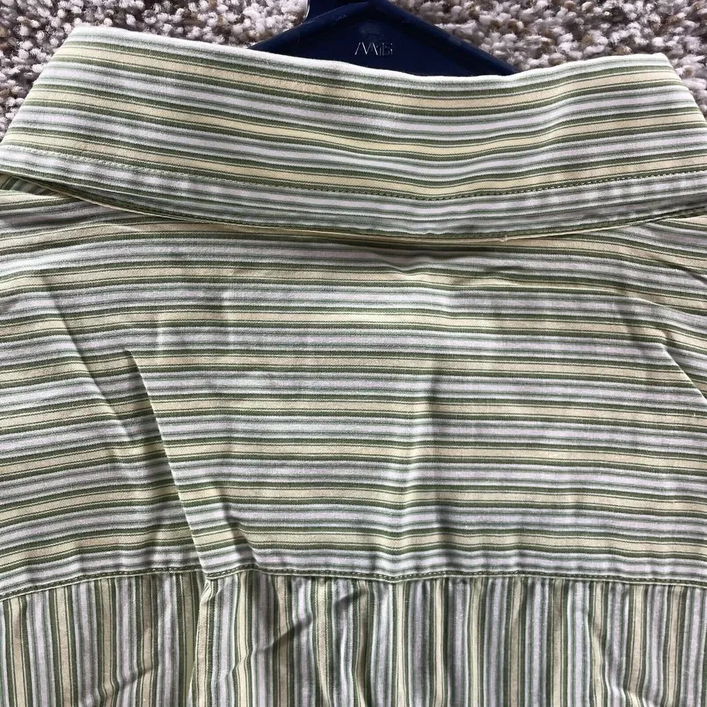 Banana Republic Shirt Adult Extra Large Green Beige Striped Button Up Casual Men